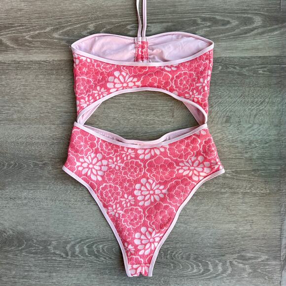 Urban Outfitters Out From Under Blossom Terry Cloth One Piece Swimsuit Pink - Picture 14 of 15